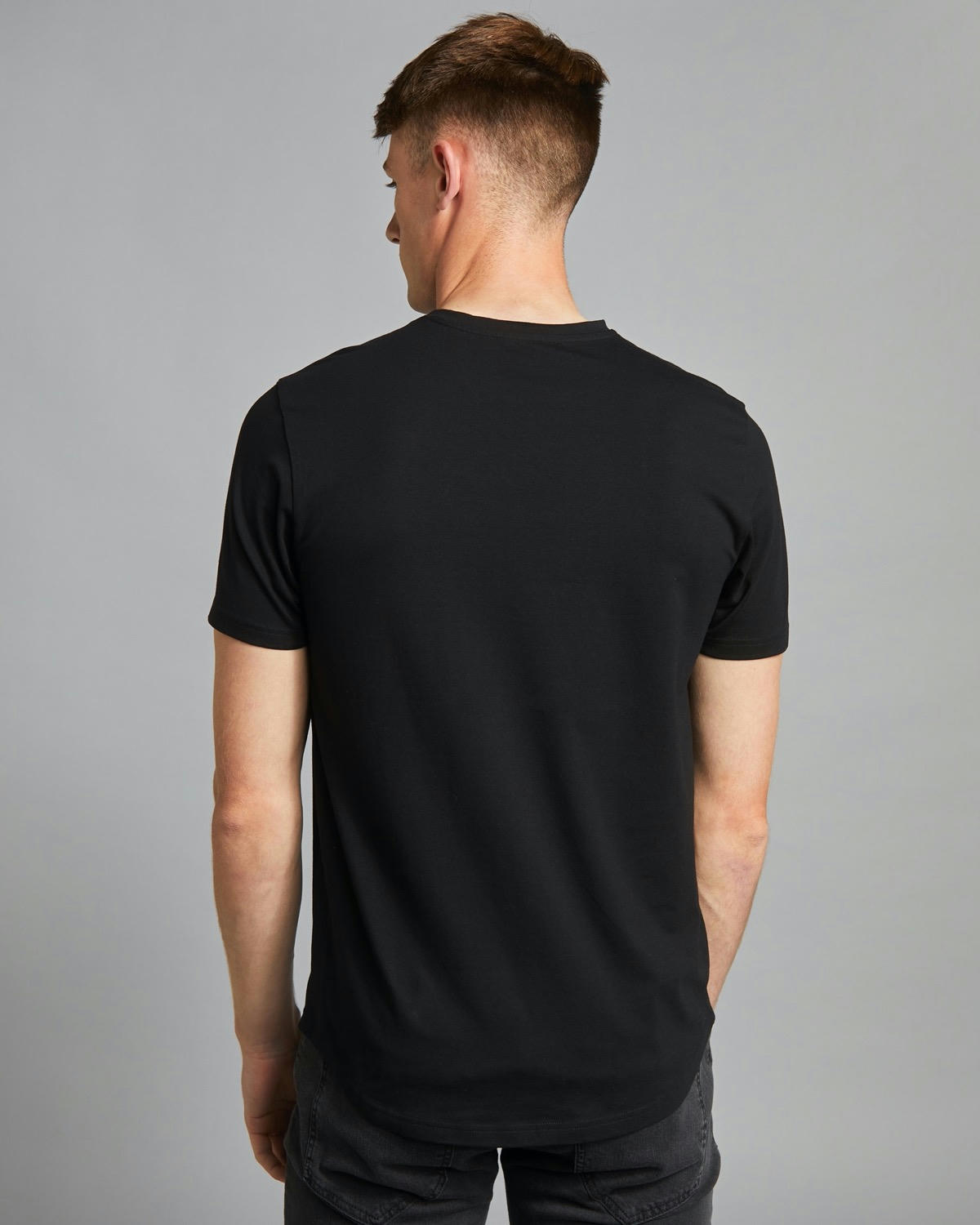 Paul Galvin Short-Sleeved Dipped Hem Stretch T-Shirt