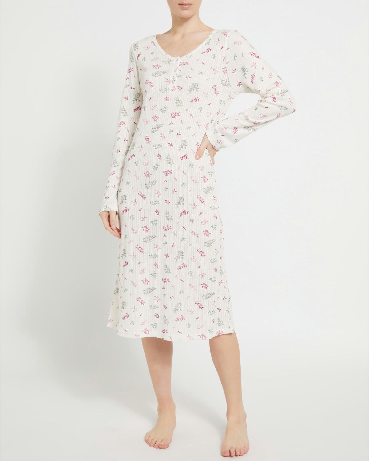 Long Sleeve Pointelle Nightdress