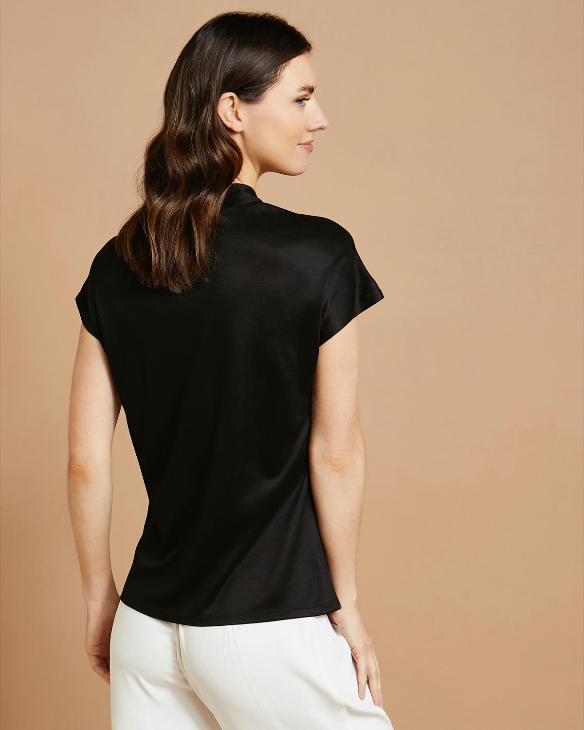 Paul Costelloe Living Studio Black Mercerised V-Neck Top
