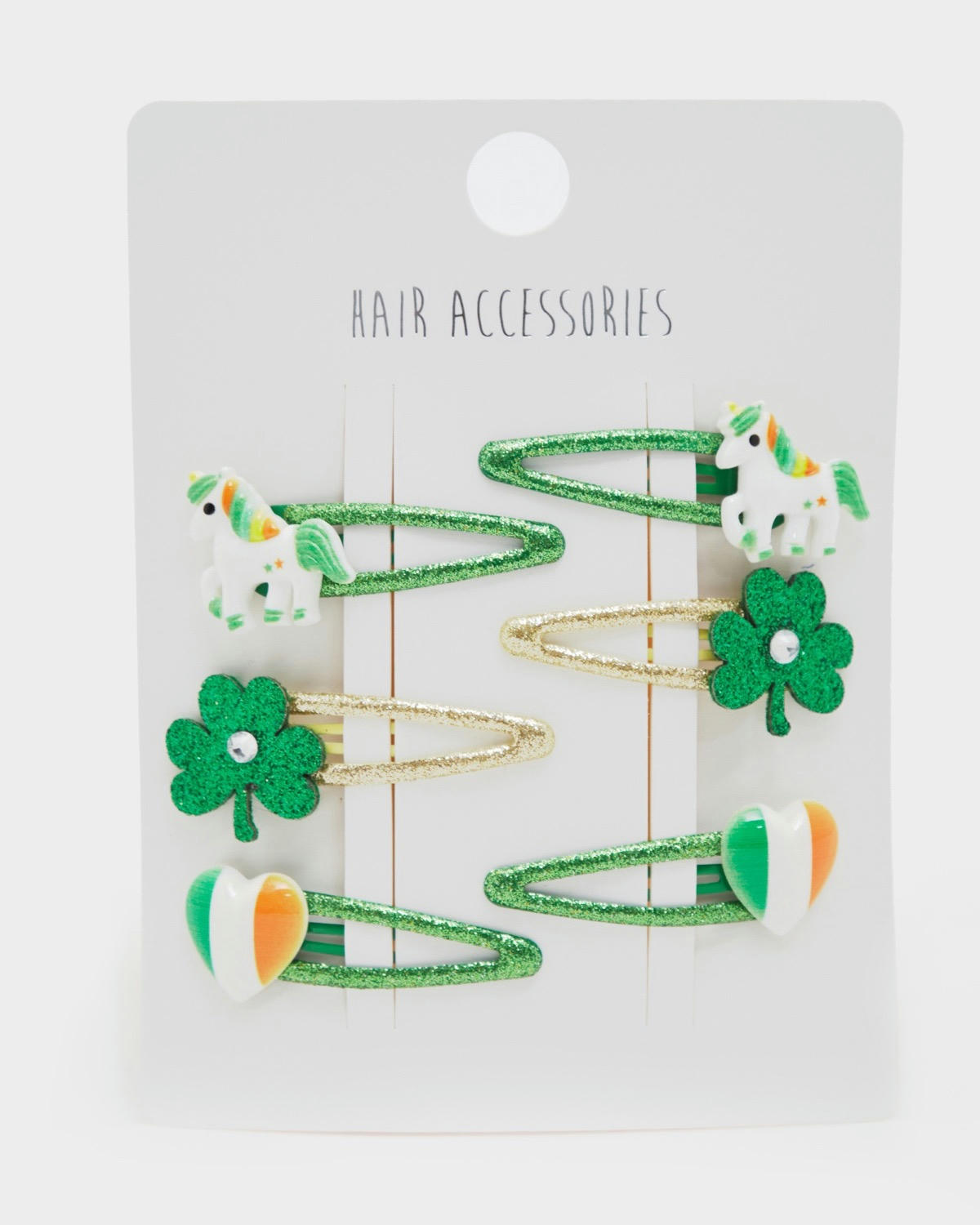 Green Snap Hair Clips (Pack Of 6)