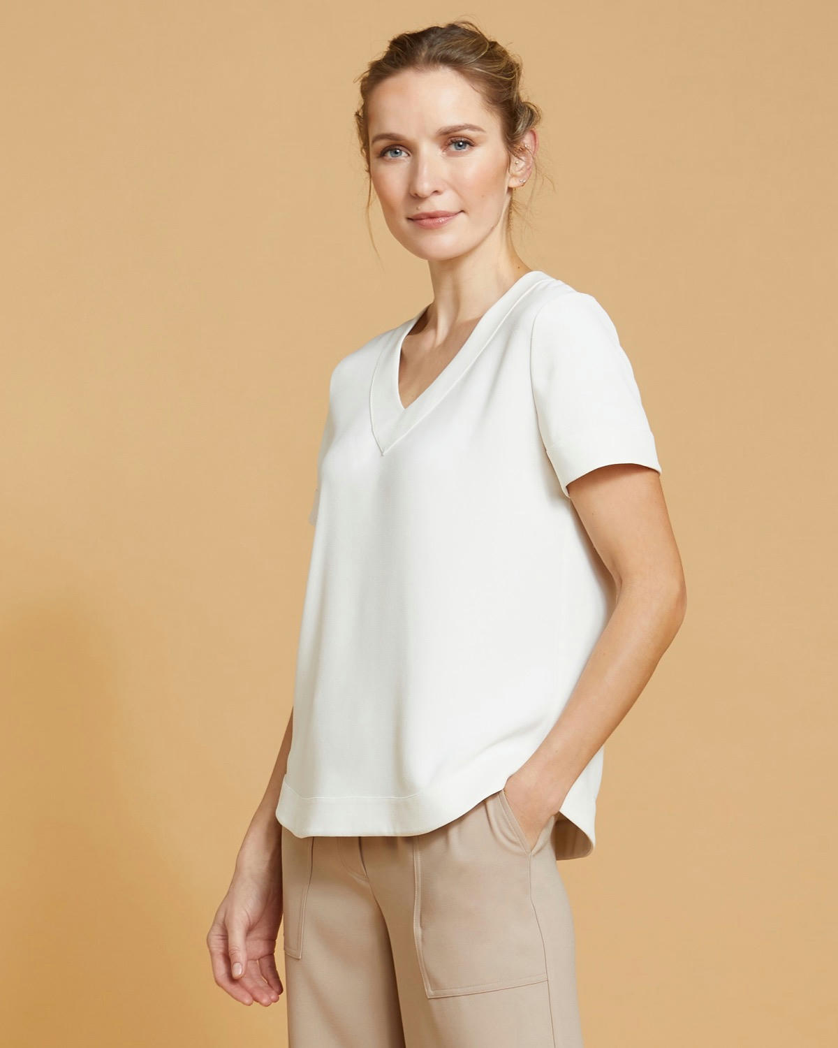 Paul Costelloe Living Studio Ivory Shell V-Neck Top