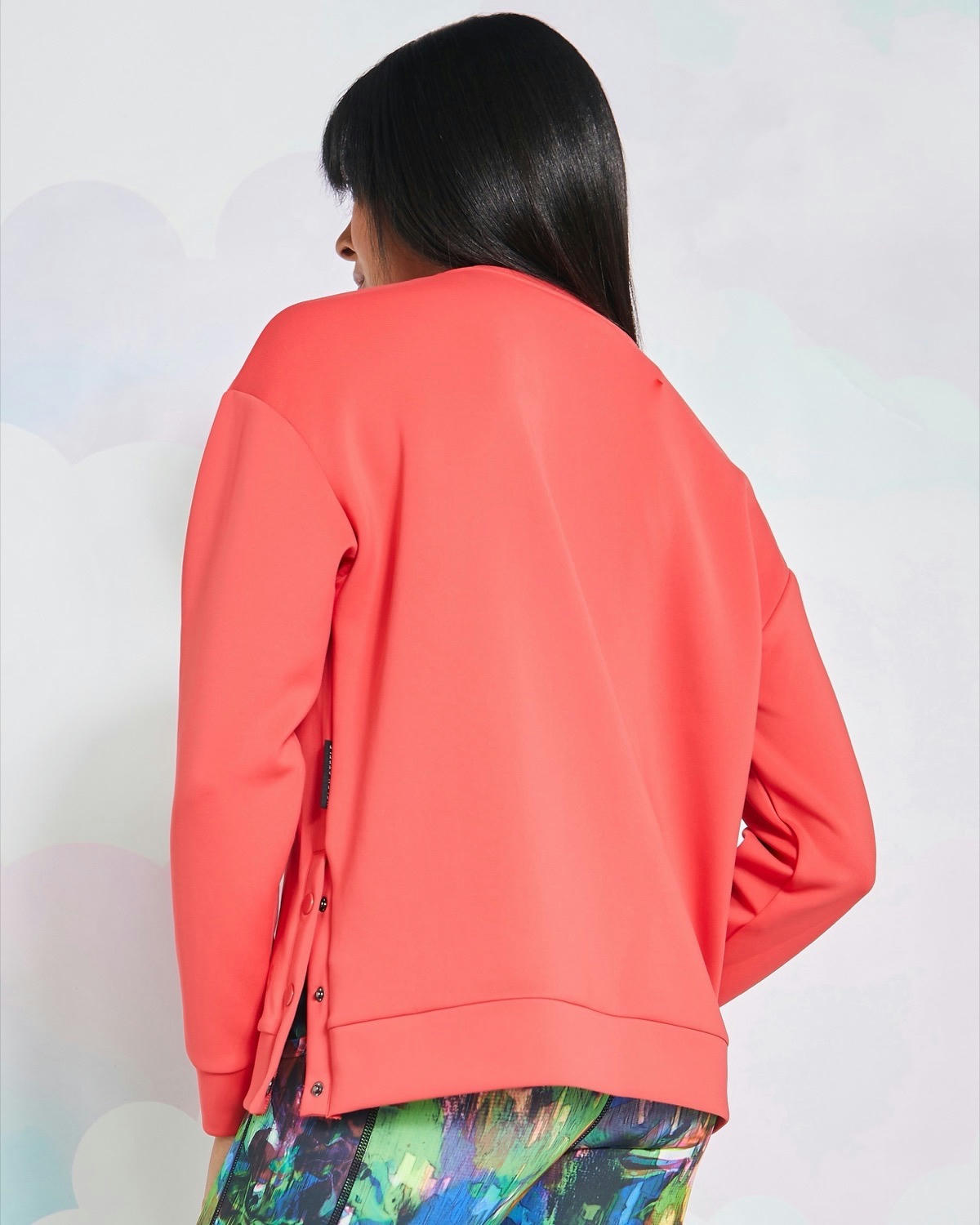 Helen Steele Red Scuba Side Snap Sweater