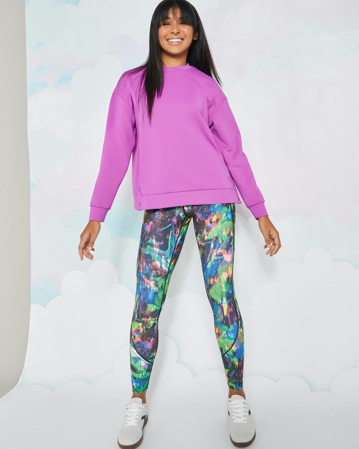 Helen Steele Purple Scuba Side Snap Sweater