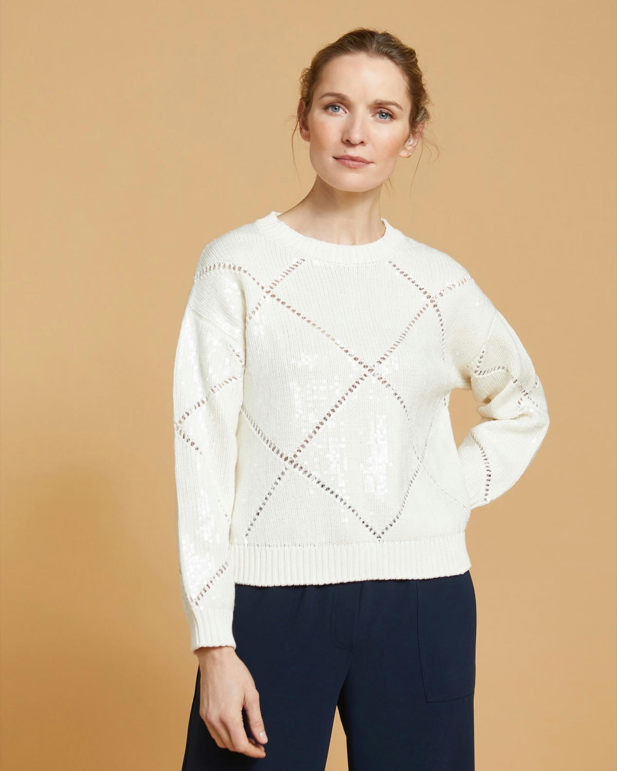 Paul Costelloe Living Studio Cotton Diamond Sequin Jumper