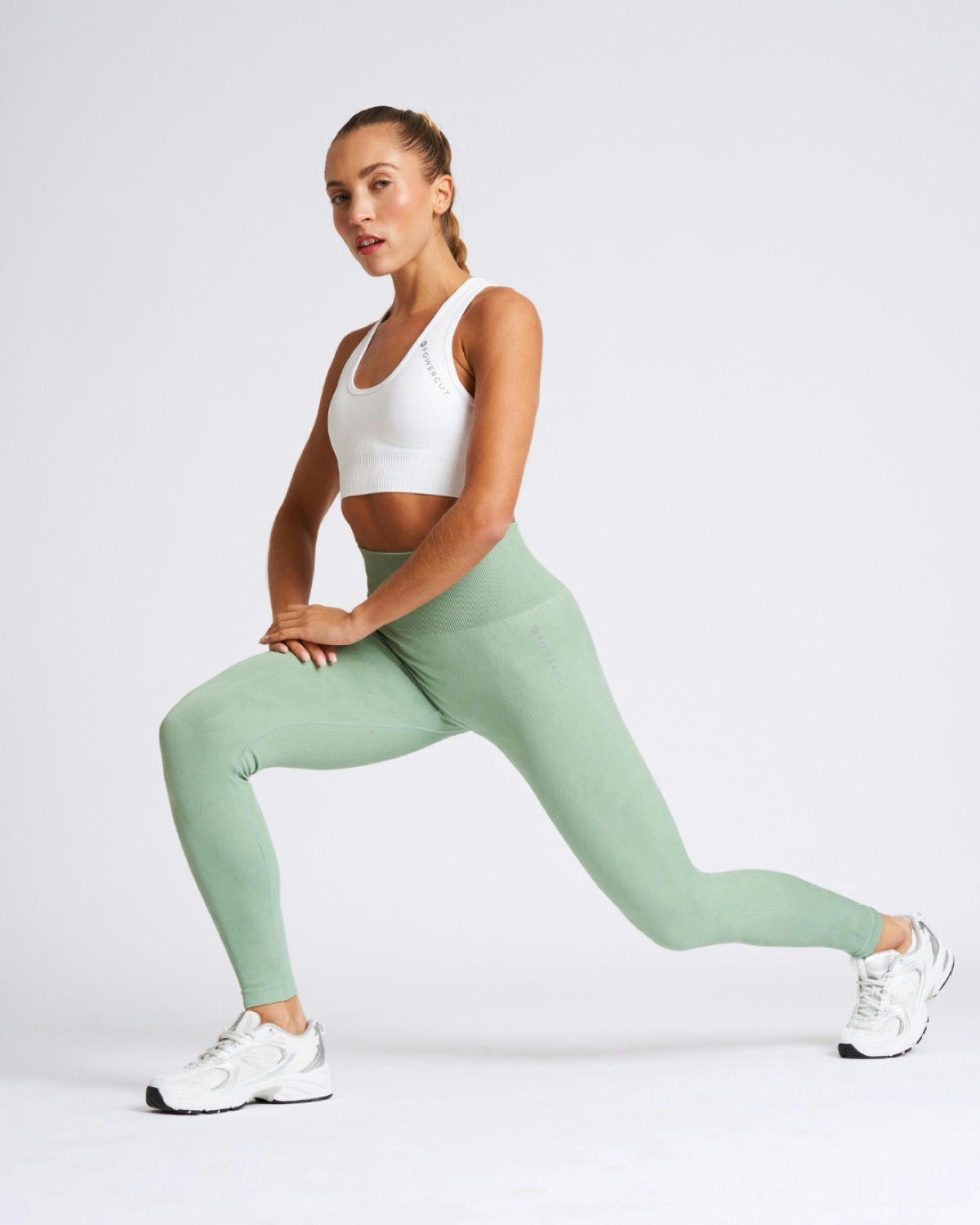 Powercut Solid Seamless Jacquard Camo Legging in Mineral Green