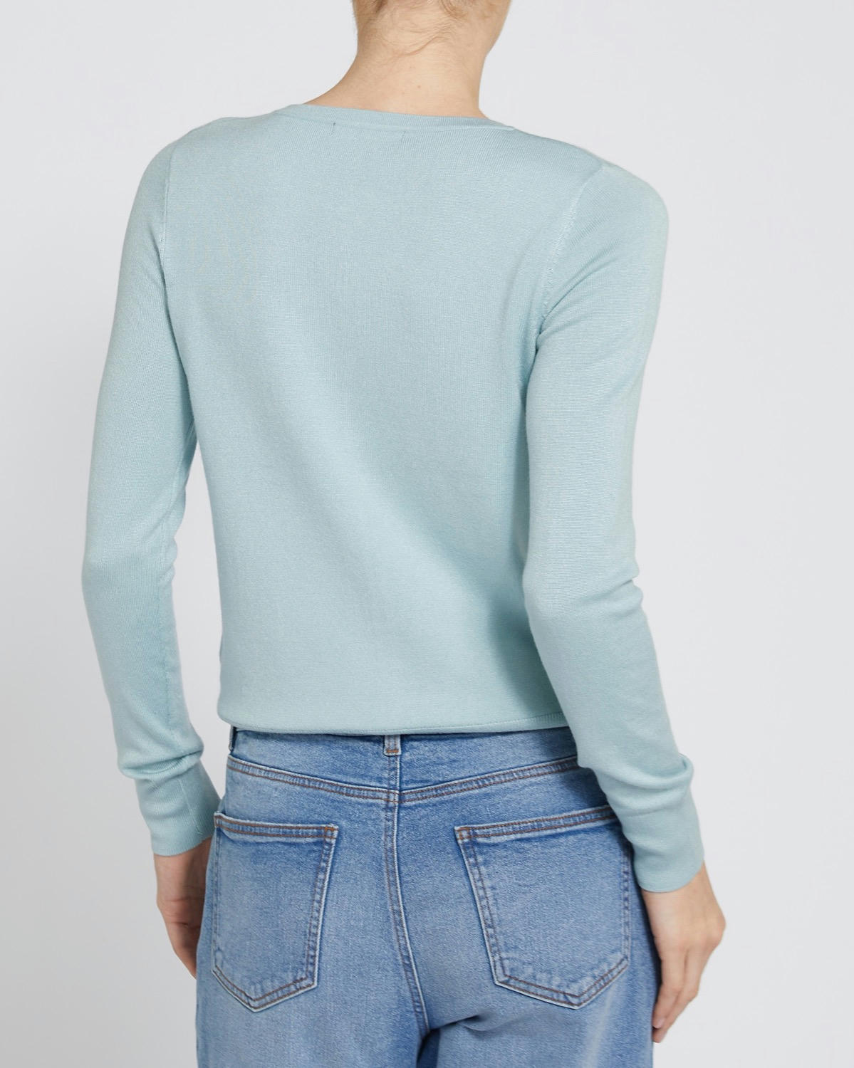 Crew Neck Button Front Cardigan