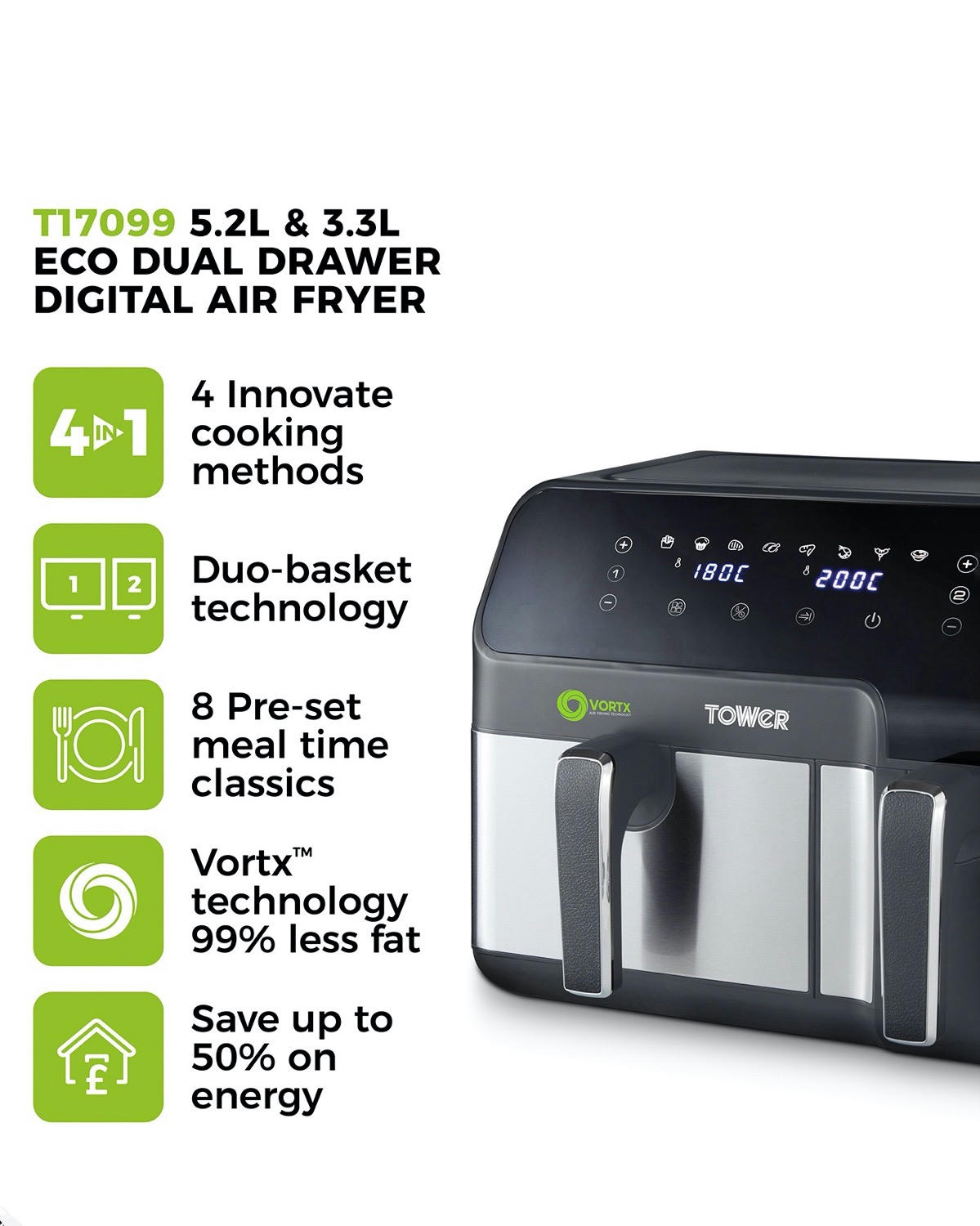 Vortx 8.5L Dual Air Fryer