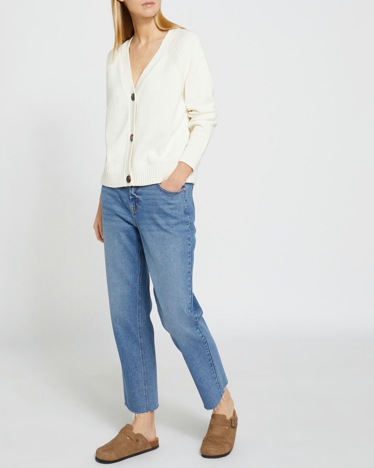 Button Rib Detail Cardigan