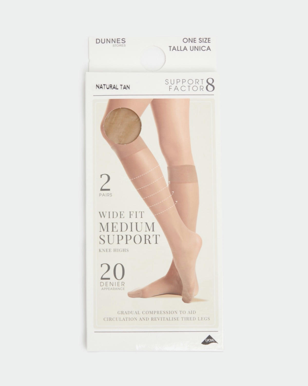20 Denier Wide Fit Medium Support Knee Highs - Pack Of 2