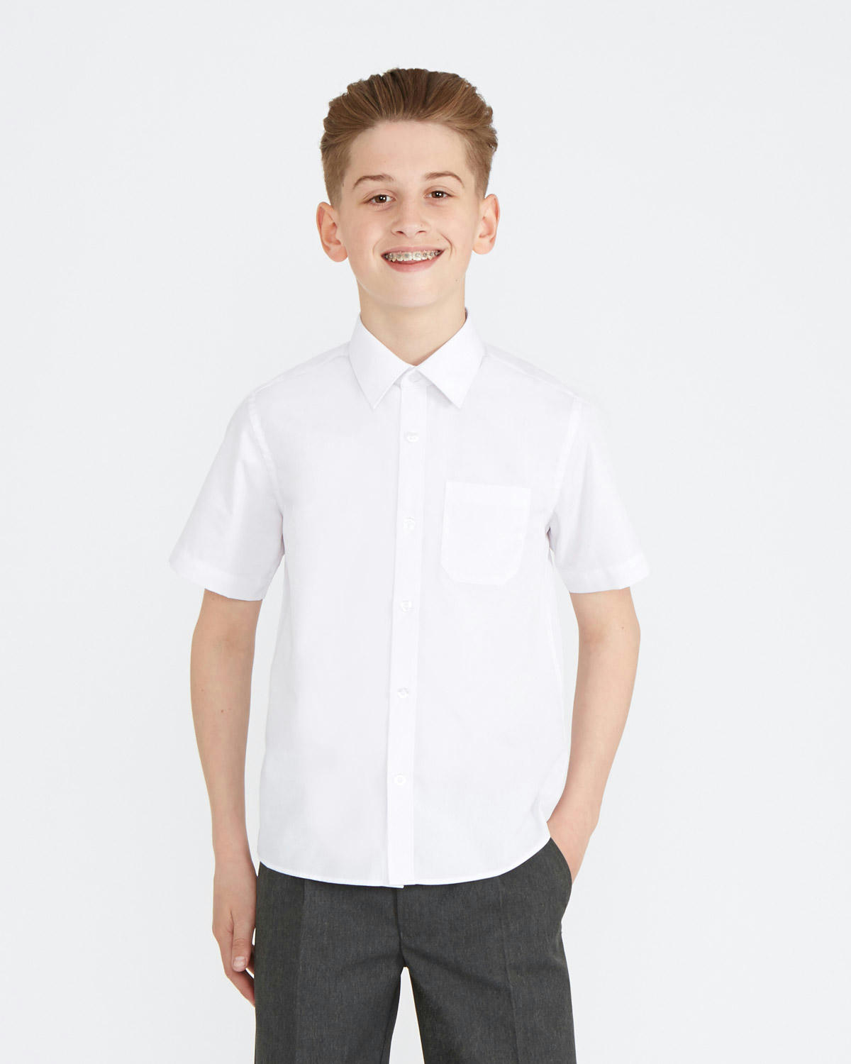Short-Sleeved Non Iron Shirt - Pack of 3 - (4-16 Years)