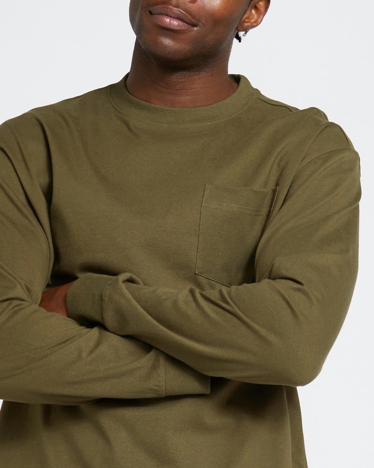 Cotton Long-Sleeved Pocket T-Shirt