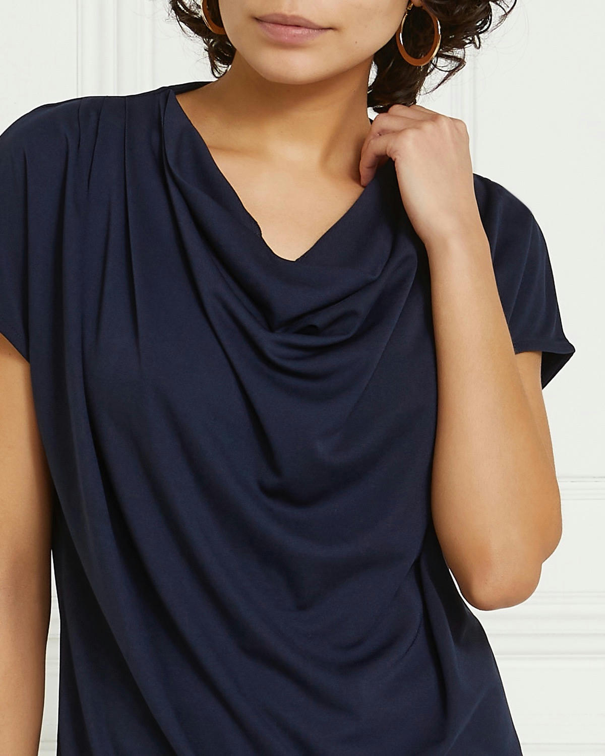 Gallery Cowl Neck Cap Sleeve Top
