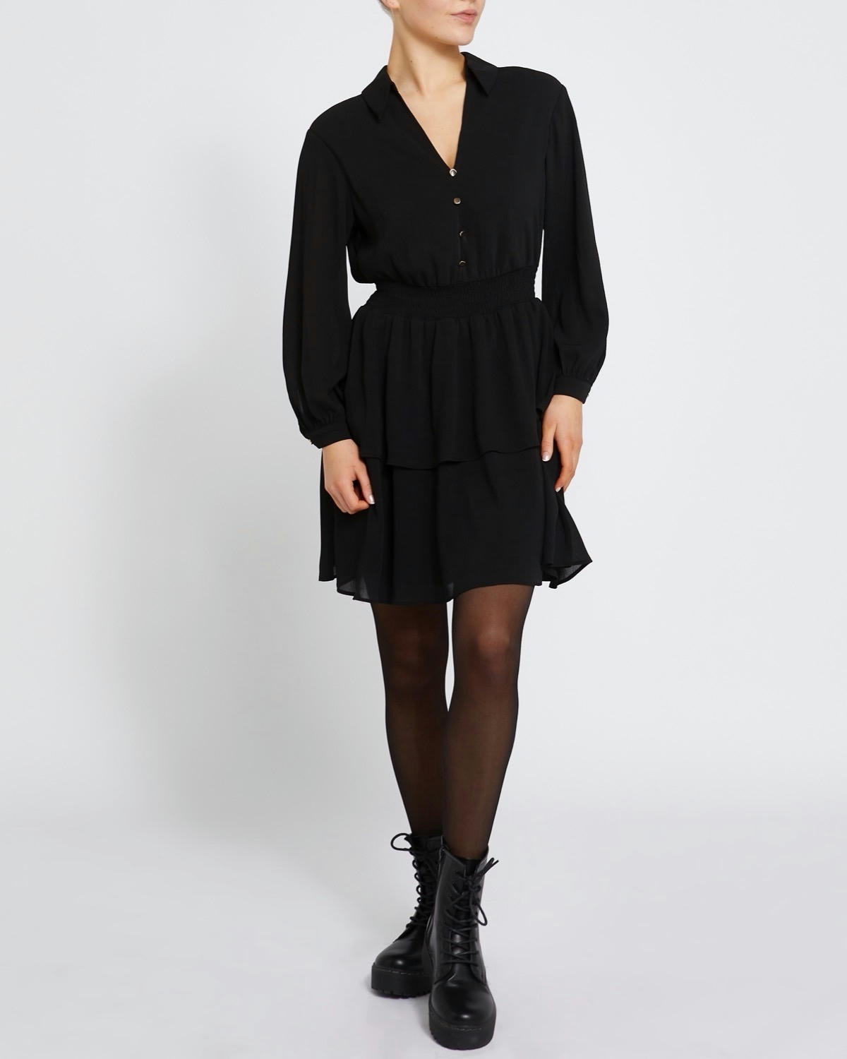 Shirred Waist Tiered Dress