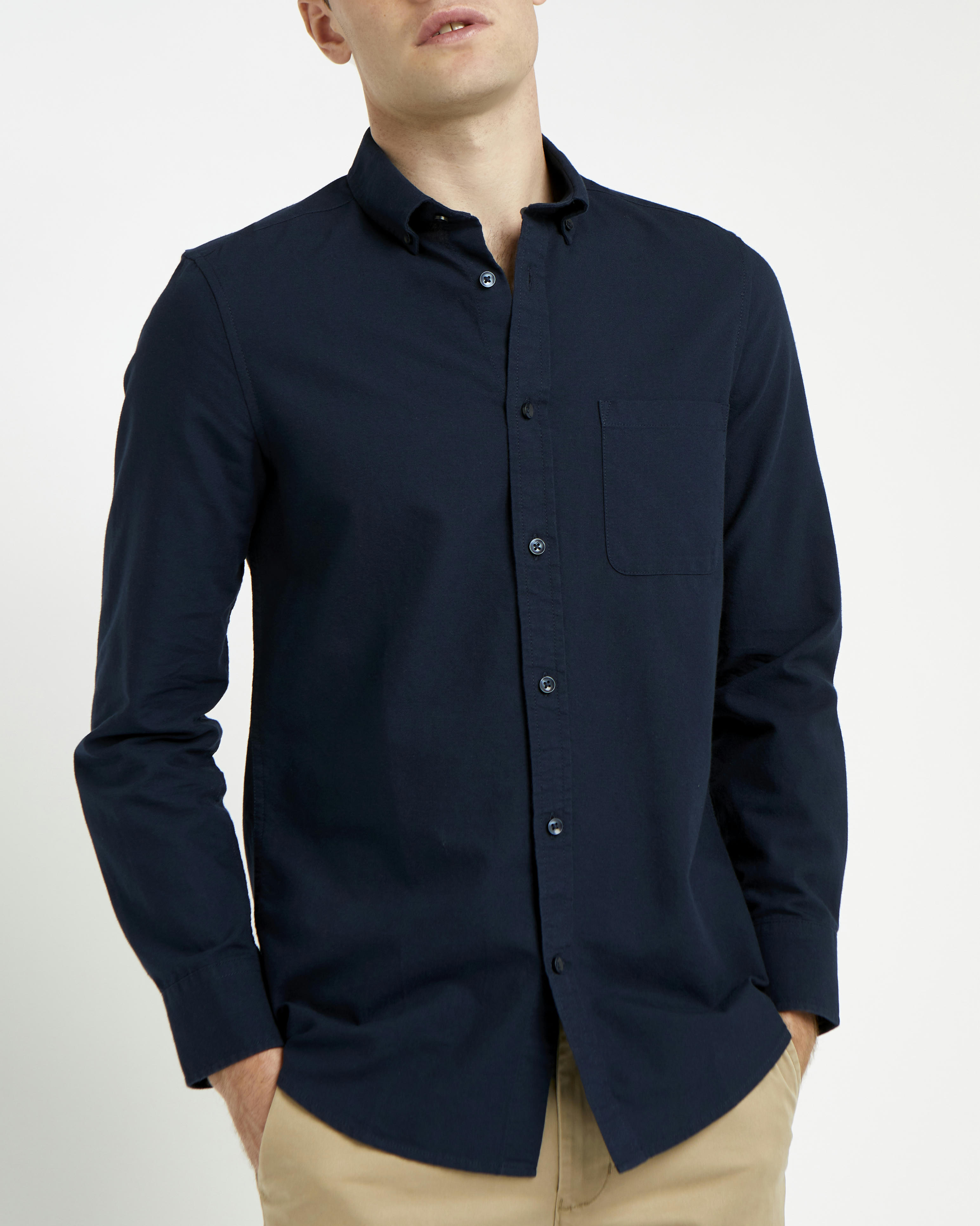 Slim Fit Long-Sleeved Cotton Oxford Shirt