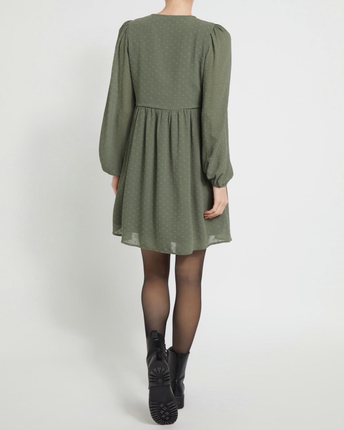 Khaki Dobby Tunic Dress