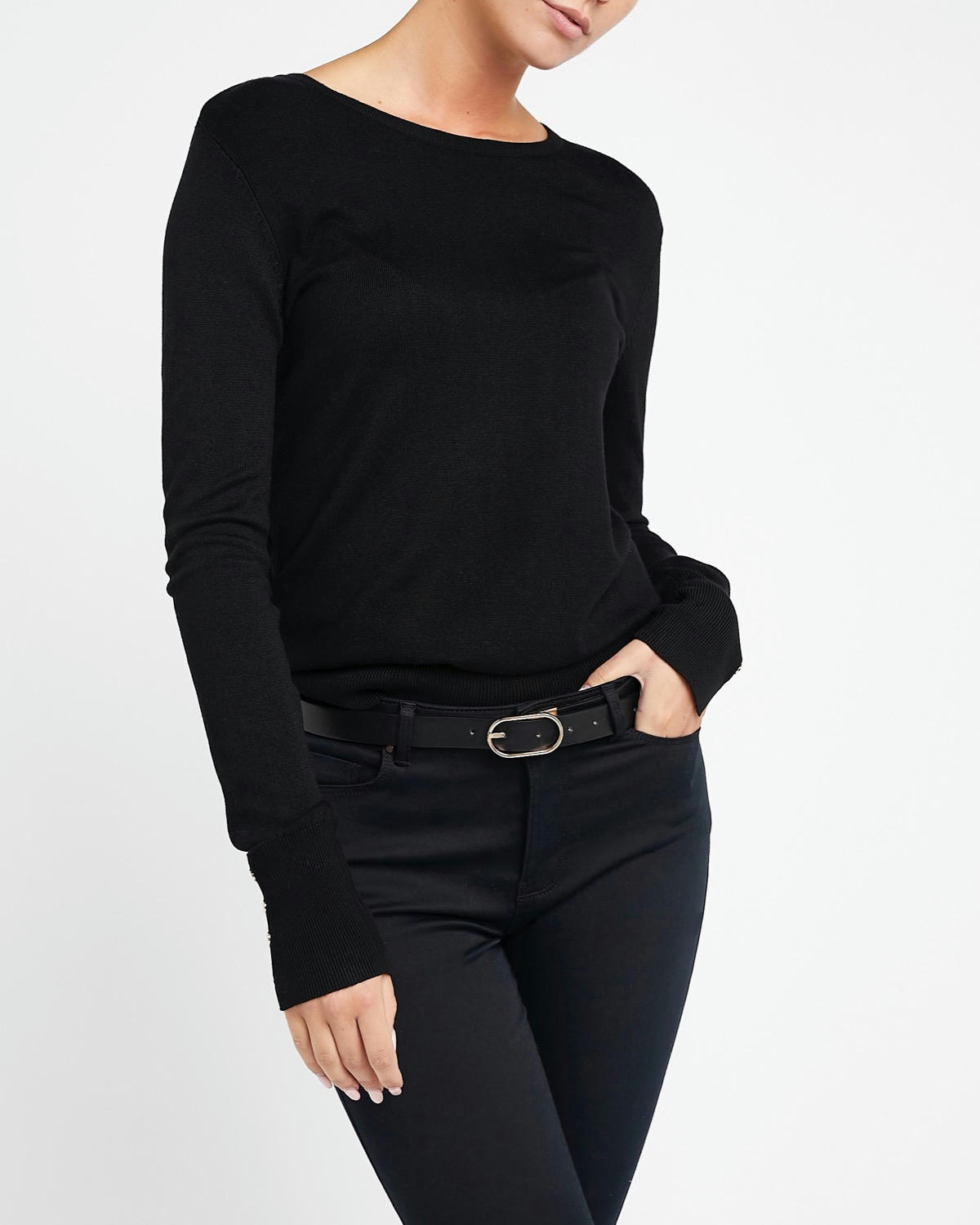 Crew Neck Button Detail Jumper