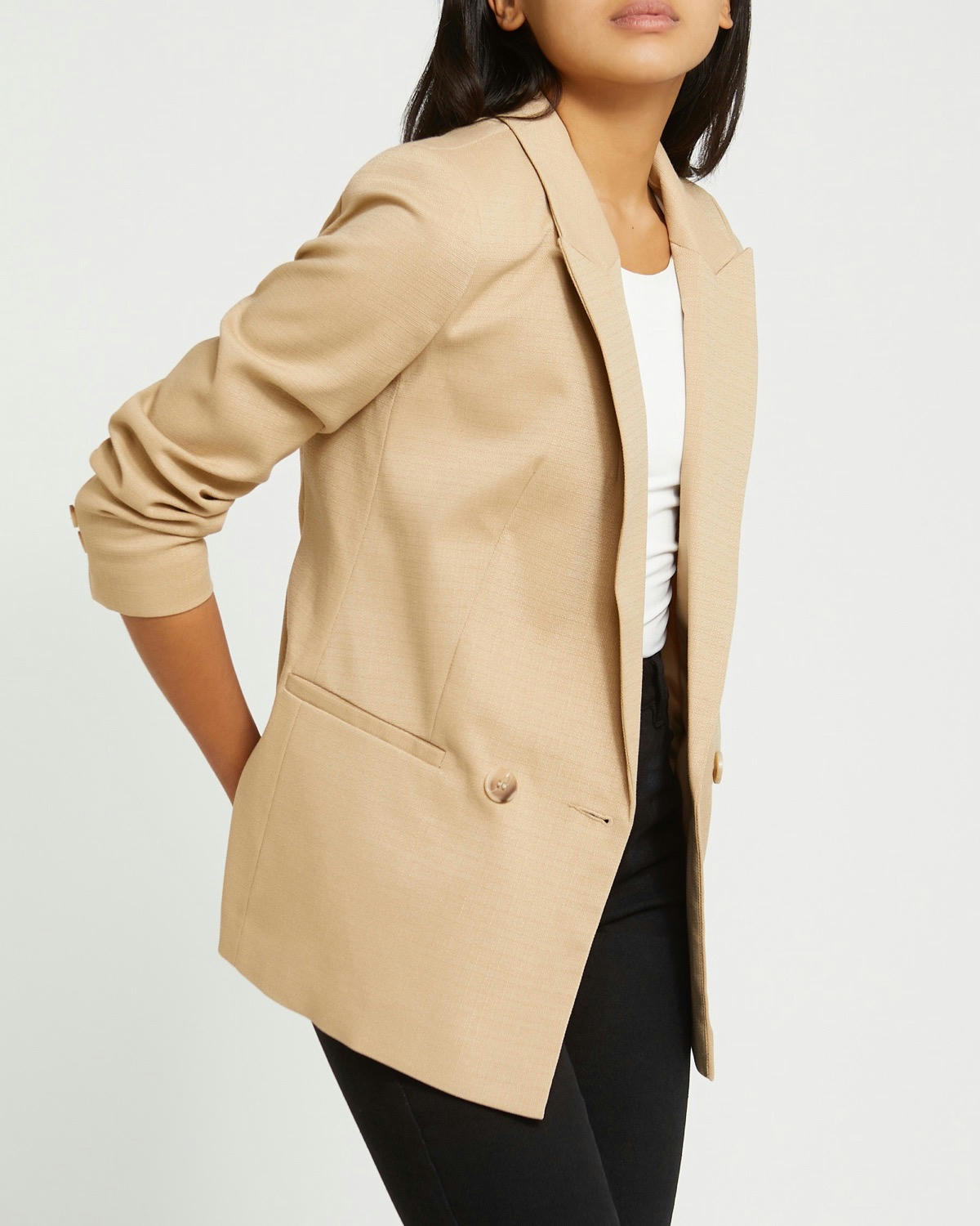 Textured Double-Breasted Blazer
