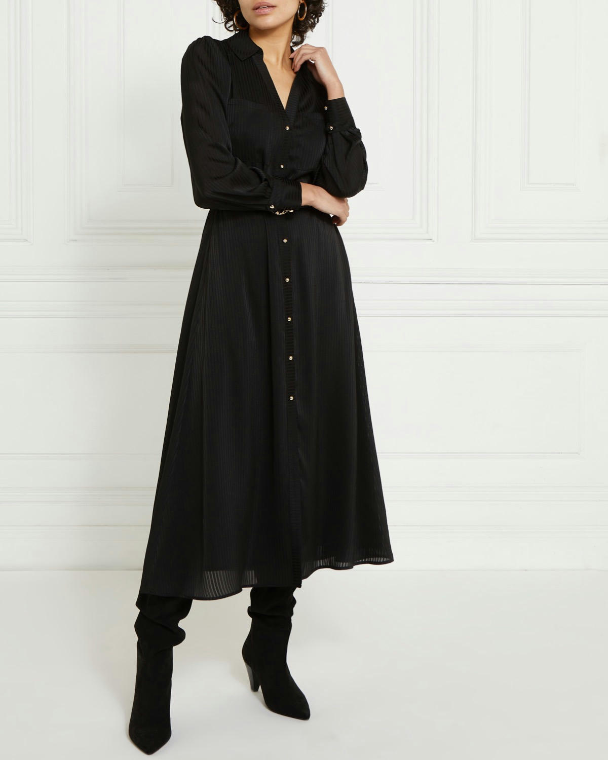 Gallery Stripe Belted Shirt Dress