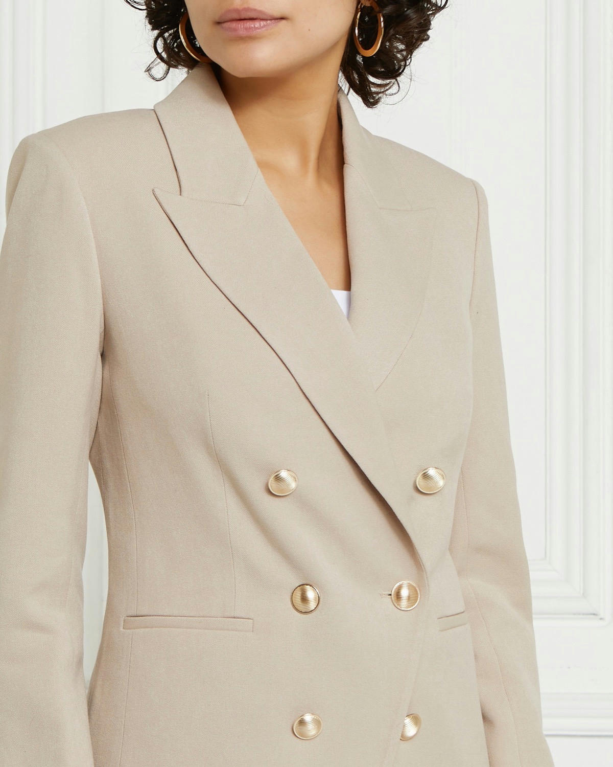 Gallery Double Breasted Blazer With Gold Buttons