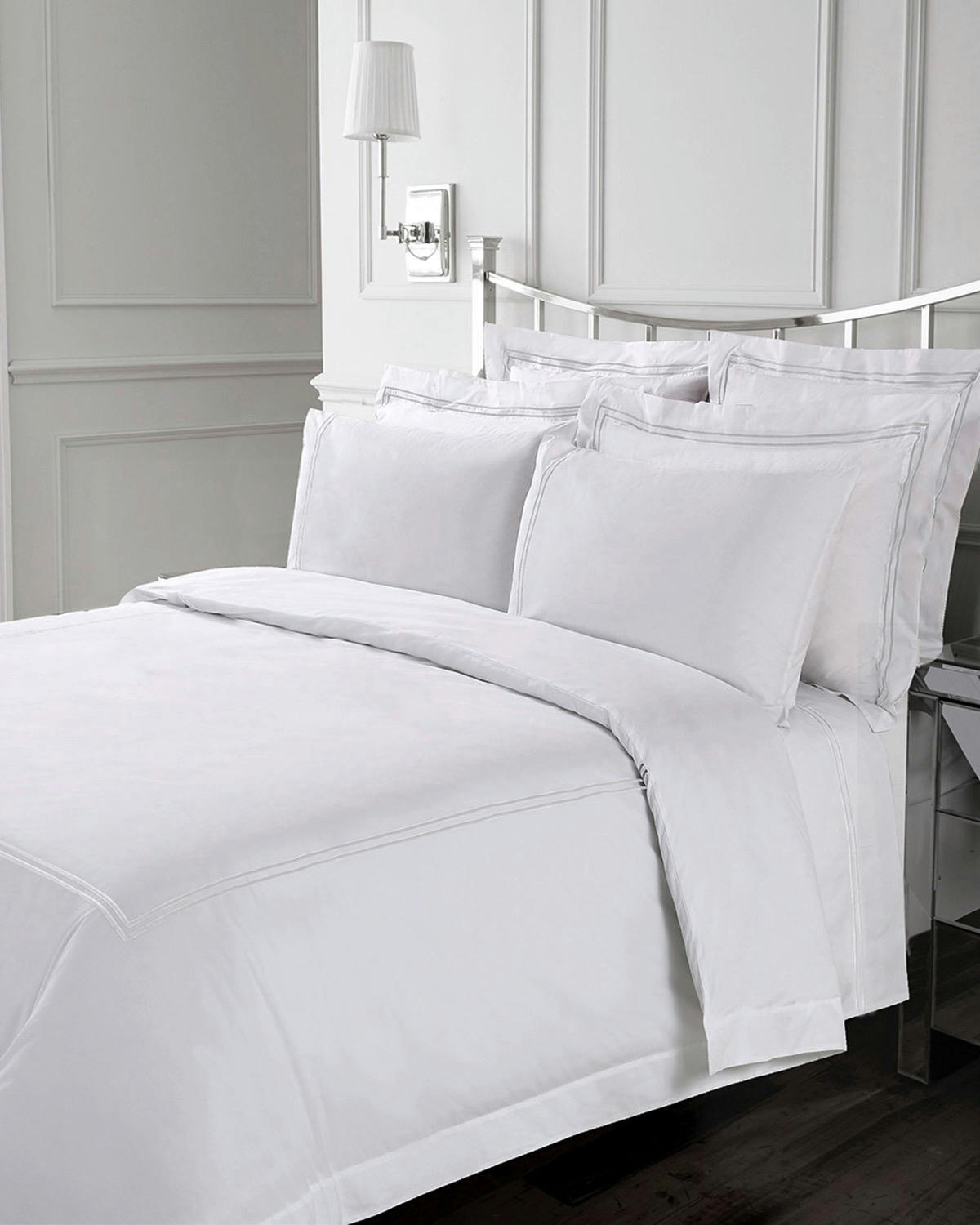 Francis Brennan the Collection White Double Stripe Flat Sheet