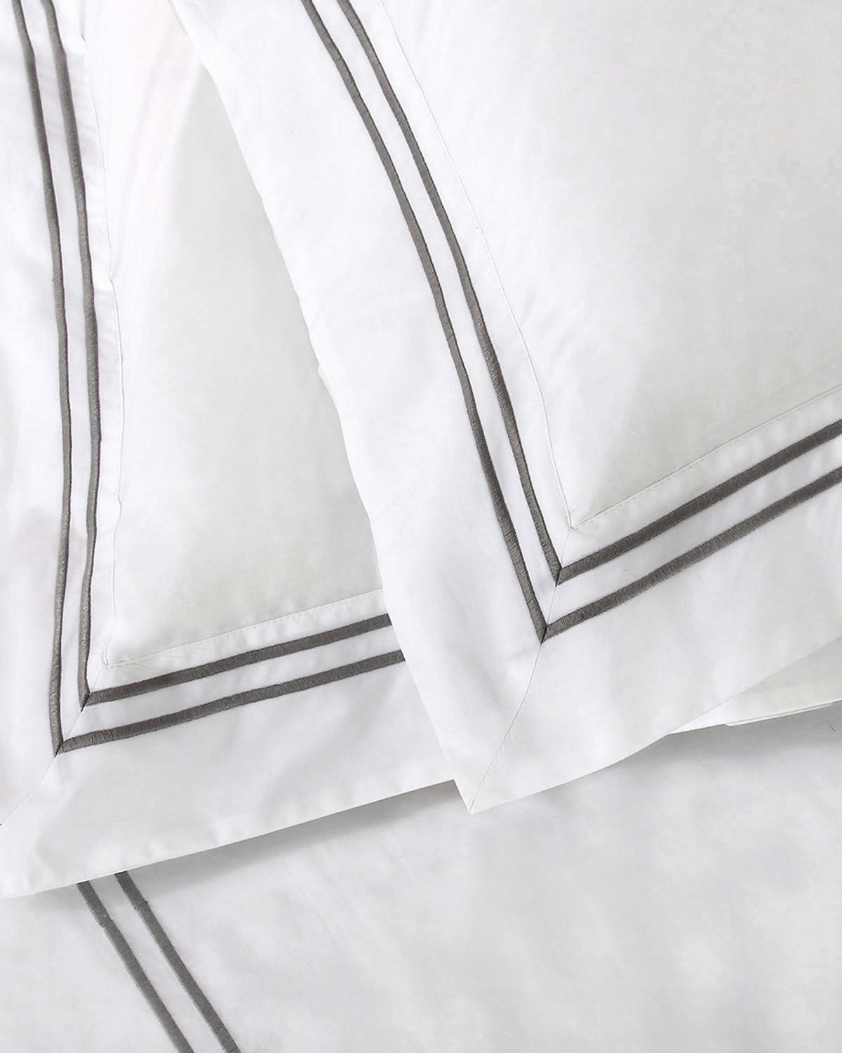 Francis Brennan the Collection Grey Double Stripe Oxford Pillowcase