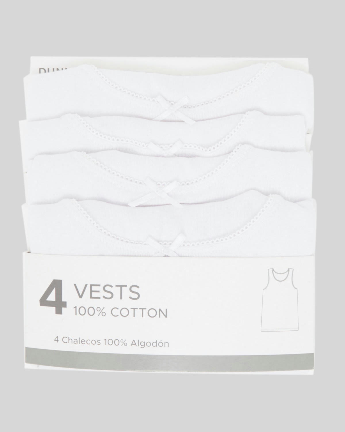 Pure Cotton Rib Vest (Pack Of 4)