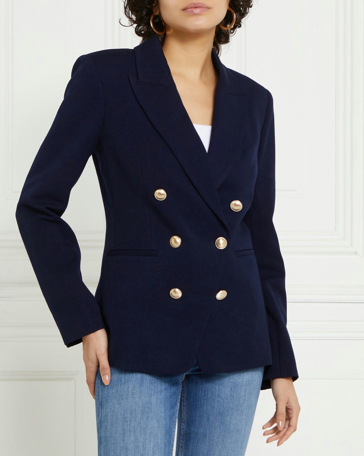 Gallery Double Breasted Blazer With Gold Buttons