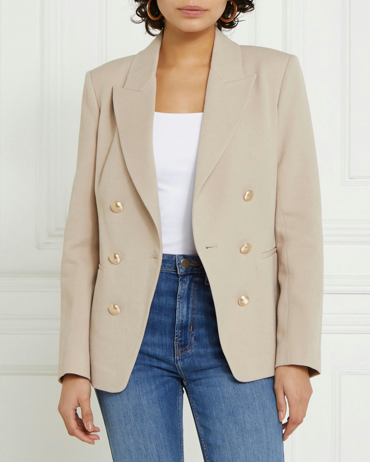 Gallery Double Breasted Blazer With Gold Buttons