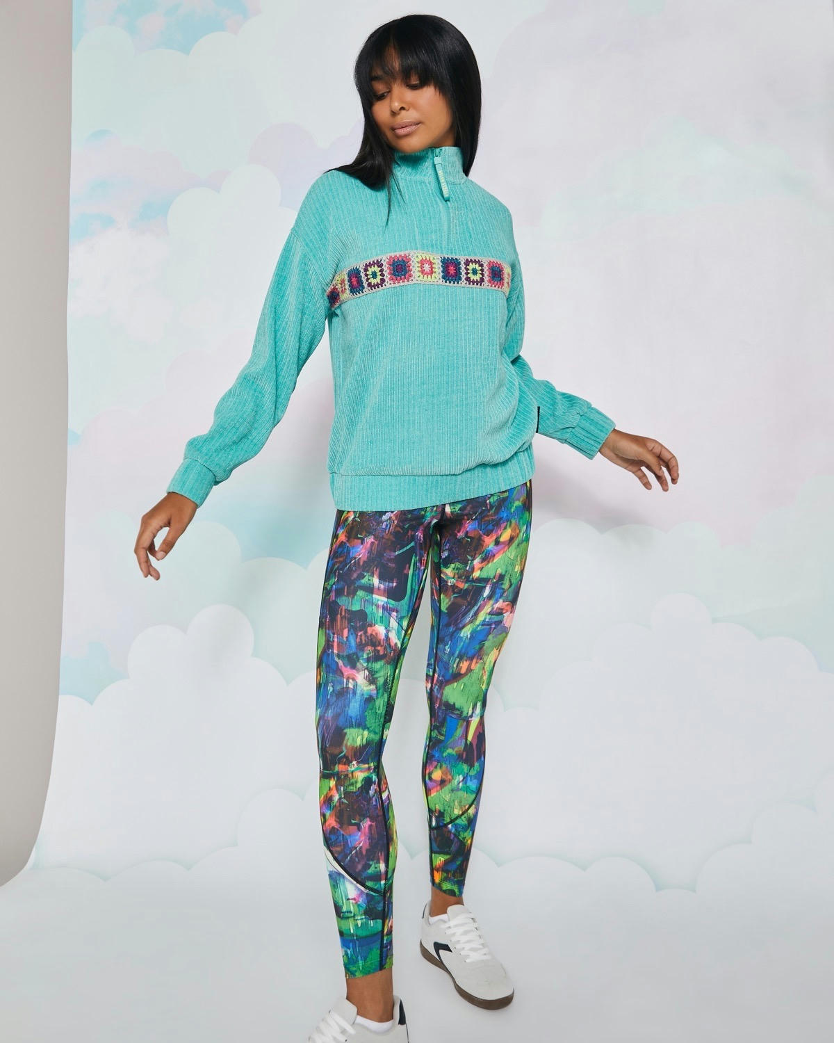 Helen Steele Crochet Trim Quarter Zip Top