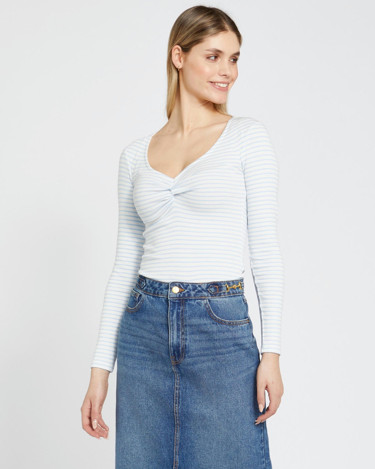 Savida Cara Twist Front Ribbed Top