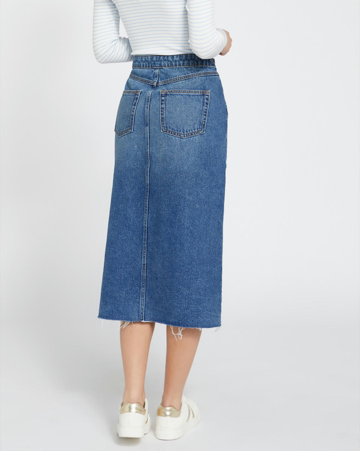 Savida Hazel Chain Denim Midi Skirt