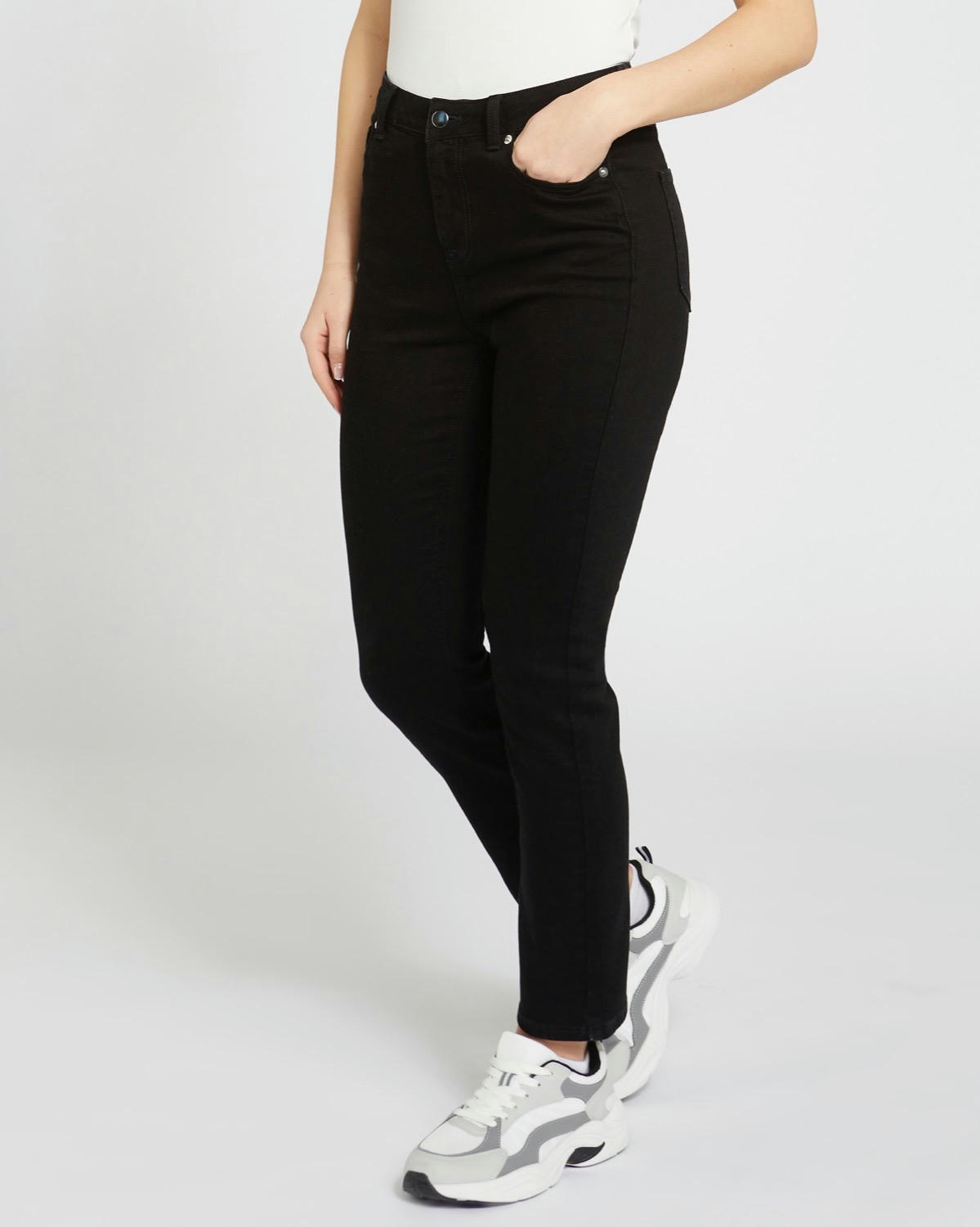 Mid Rise Slim Straight Jeans