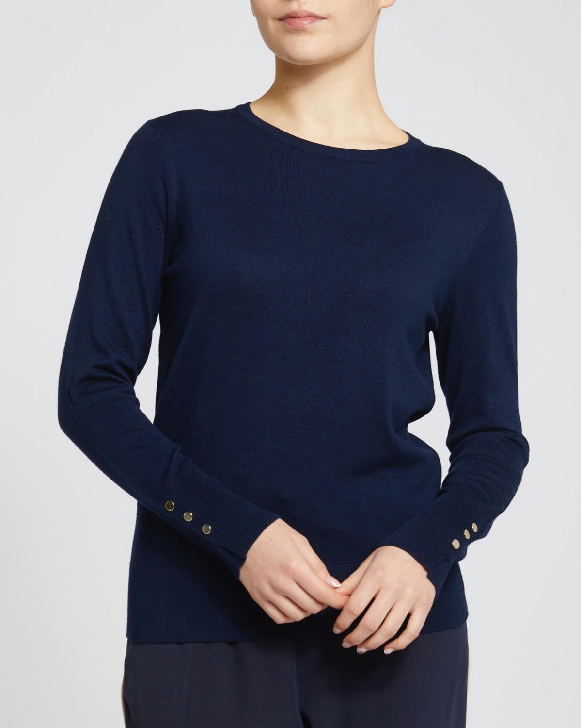Crew Neck Button Detail Jumper