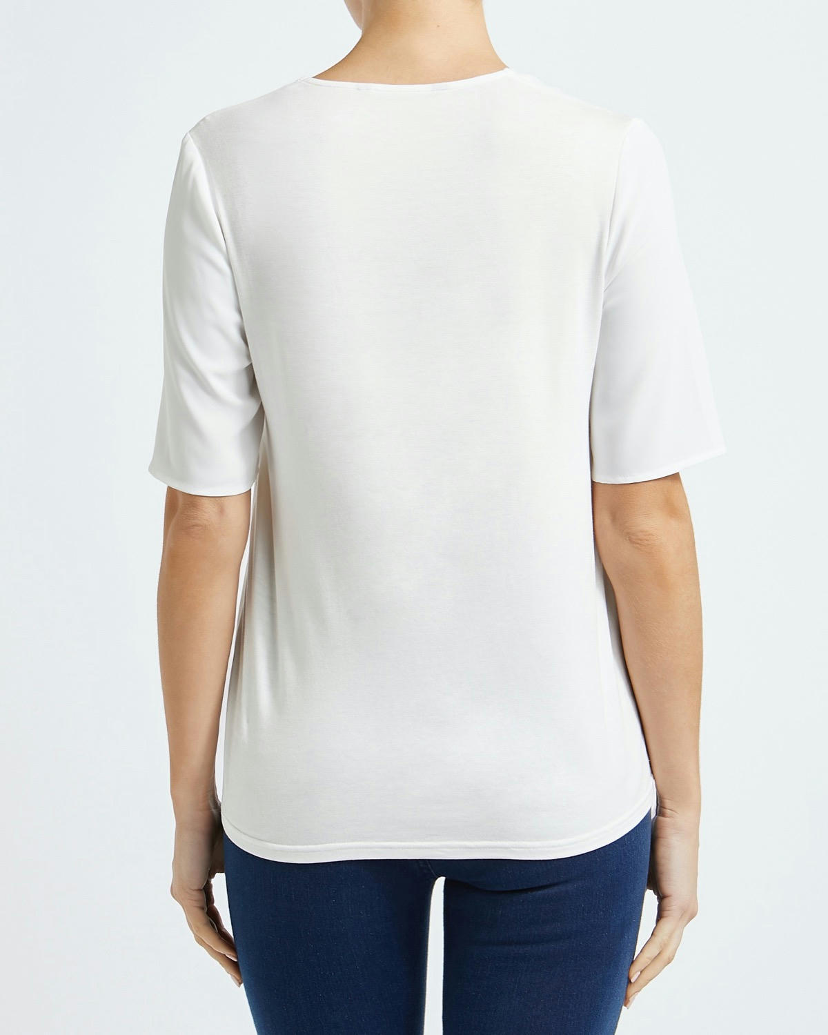 Short-Sleeved Woven Front Top