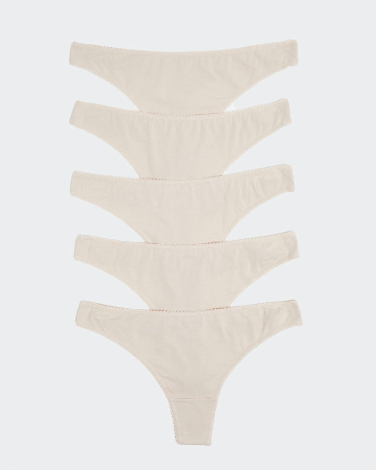 Plain Cotton Rich Thongs - Pack of 5