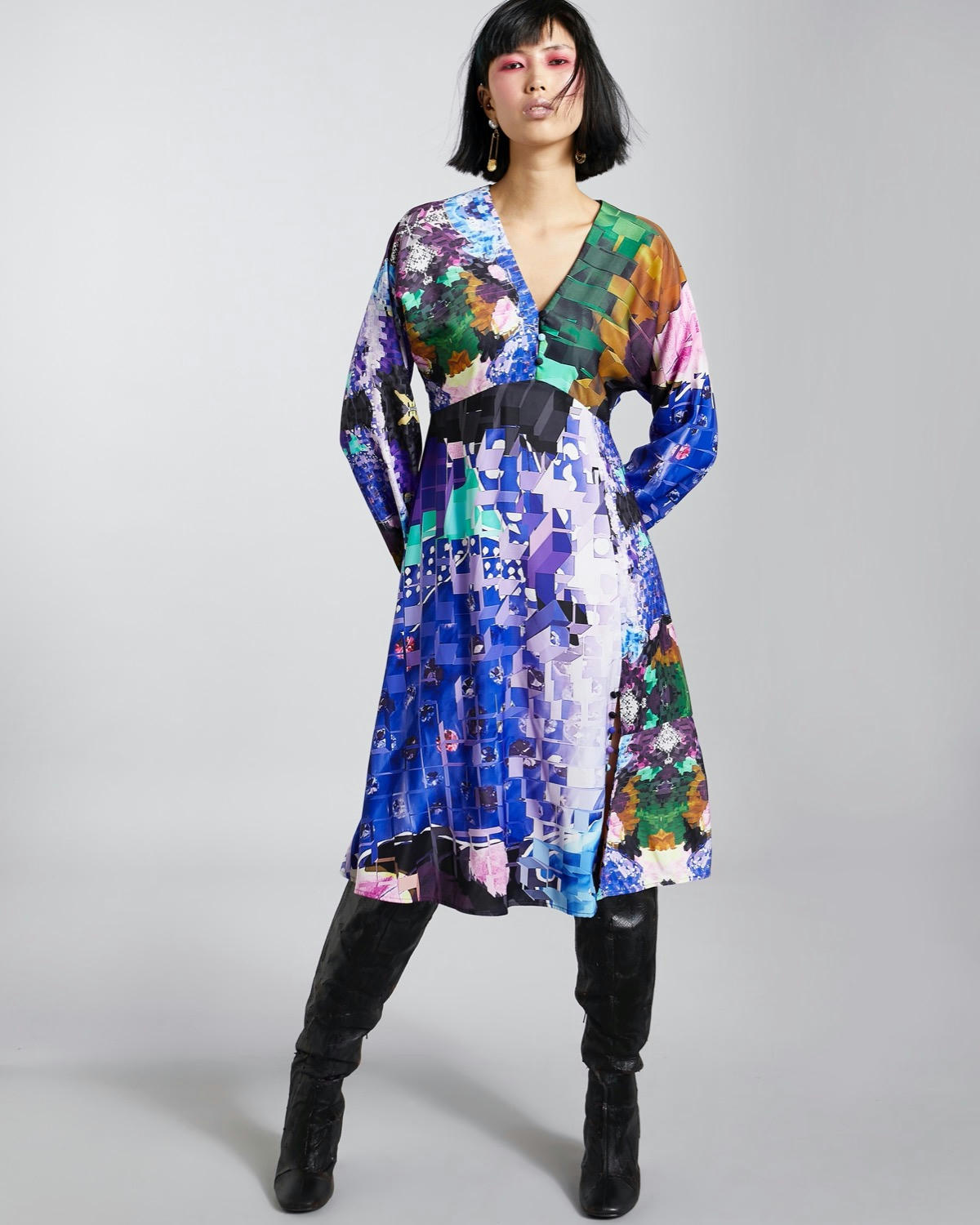 Joanne Hynes Tiger Lady Night Printed Batwing Midi Dress
