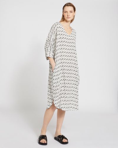 Carolyn Donnelly The Edit Cream Print V- Neck Kaftan