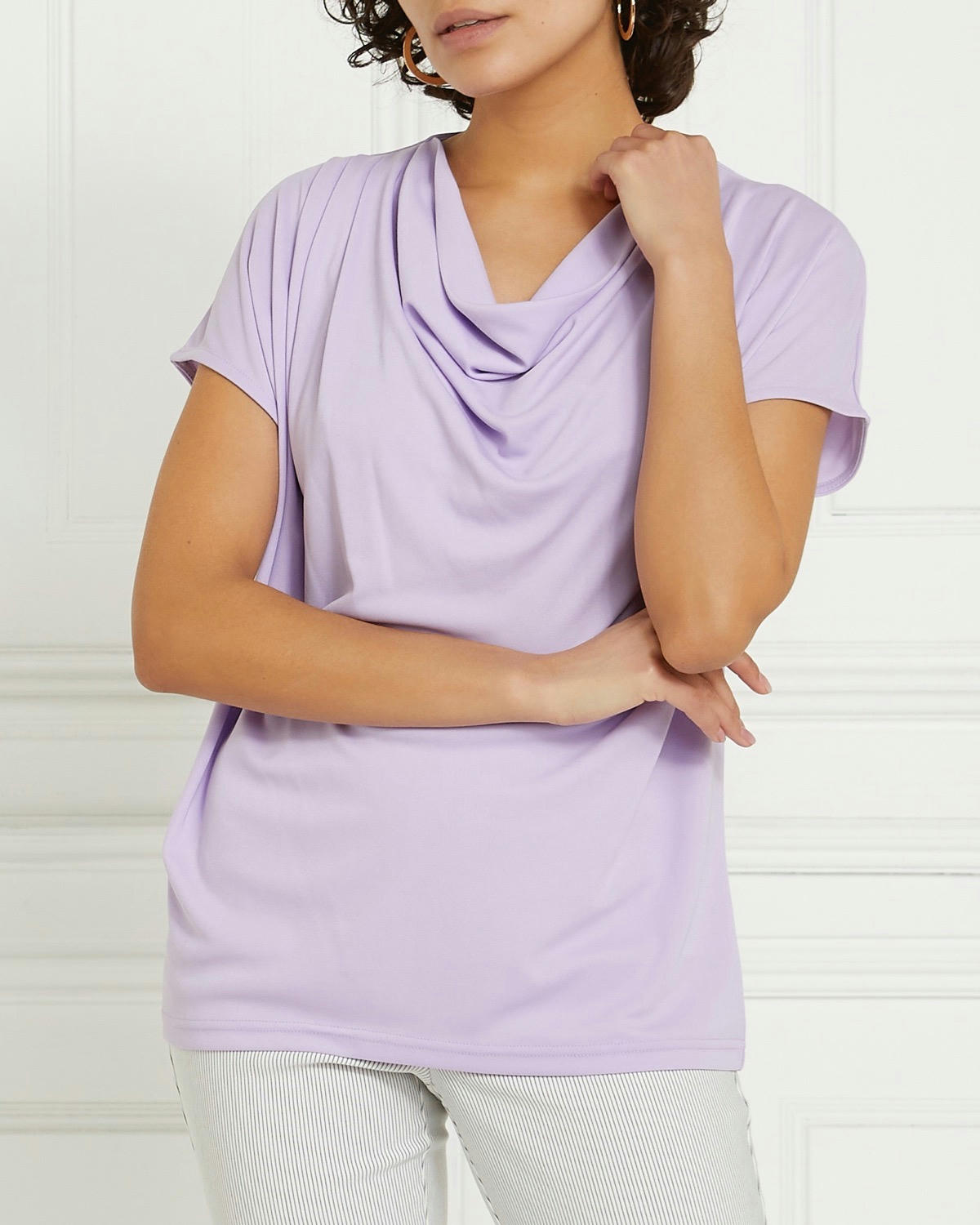 Gallery Cowl Neck Cap Sleeve Top