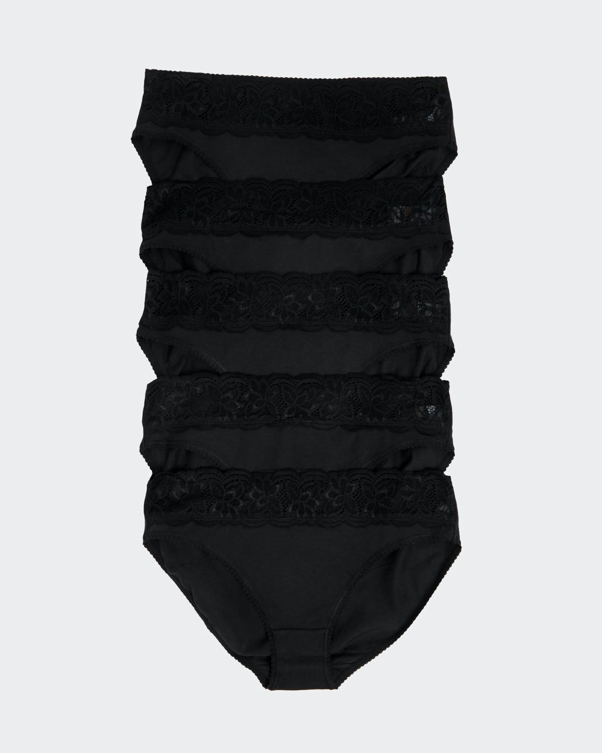 Lace Cotton-Rich High Leg Briefs - Pack of 5