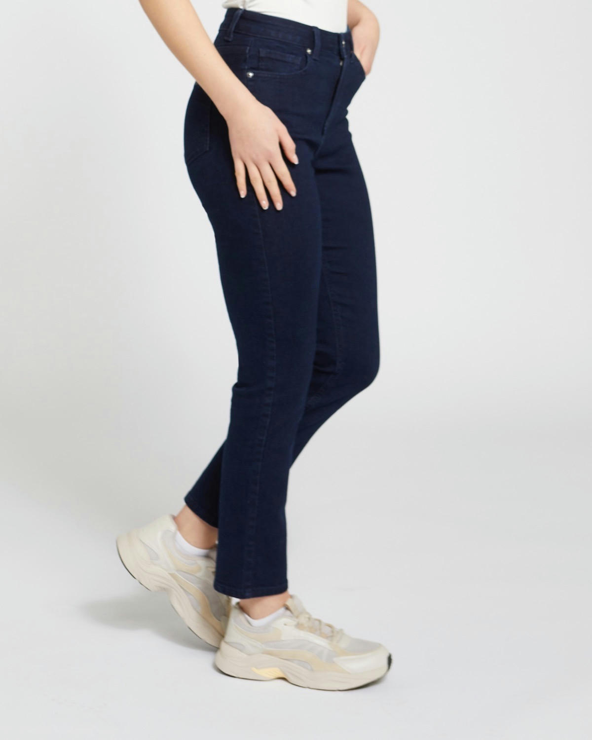 Mid Rise Slim Straight Jeans