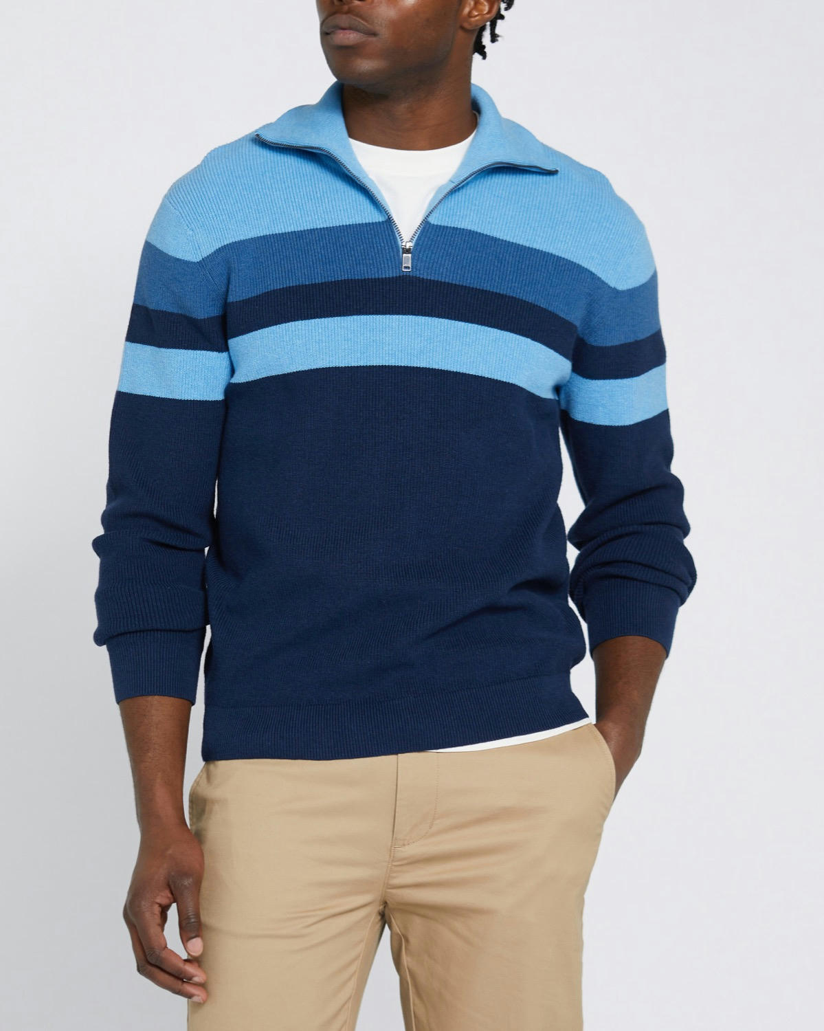 Stripe Quarter Zip Jumper