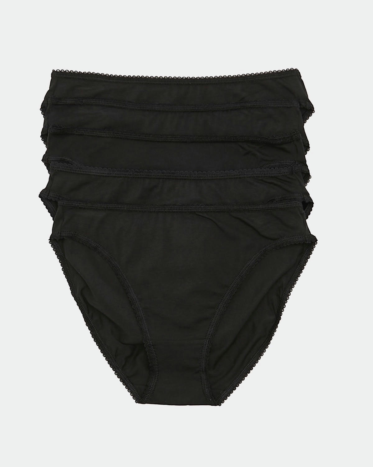 Plain Cotton Rich High Leg Briefs - Pack of 5