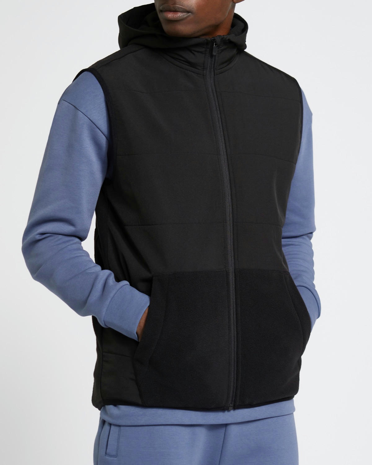 Woven Panel Fleece Gilet