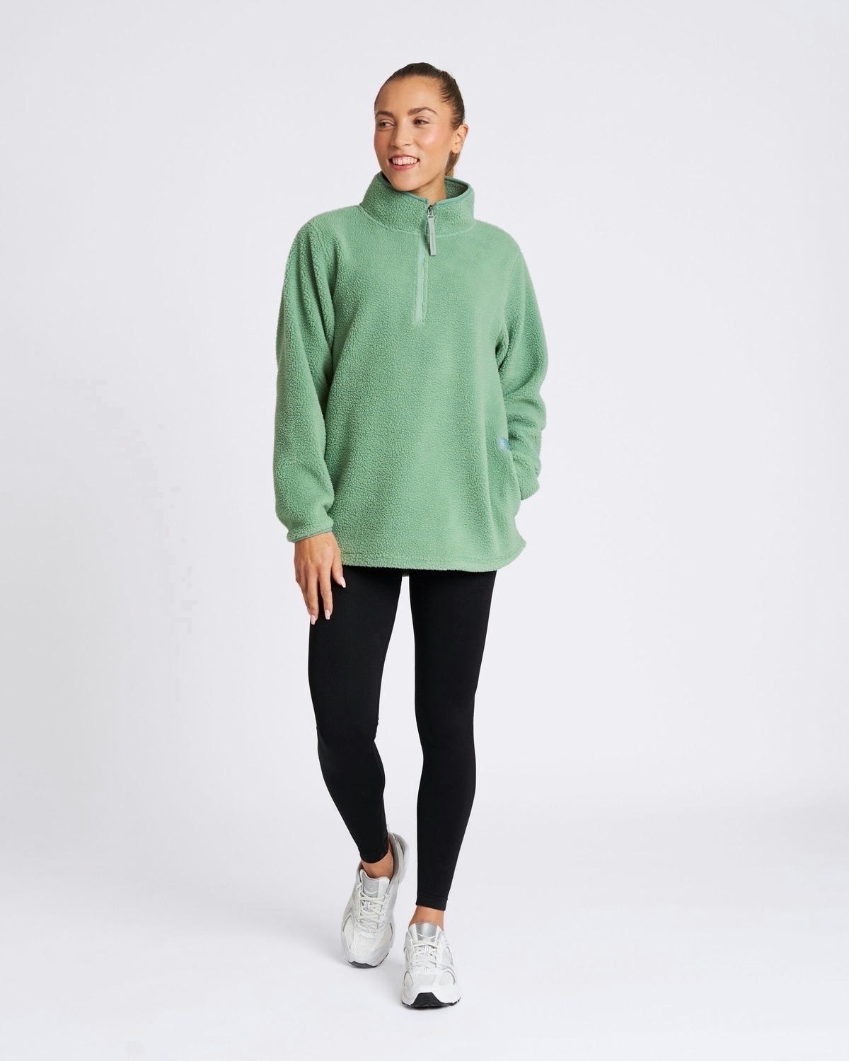 Powercut Ascend Quarter Zip Fleece In Mineral Green