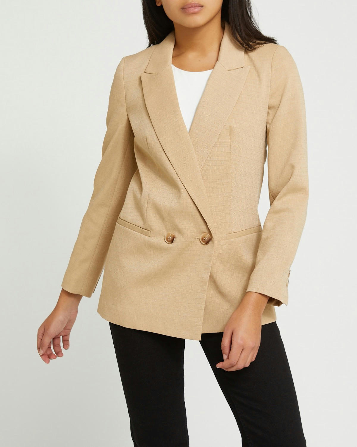 Textured Double-Breasted Blazer