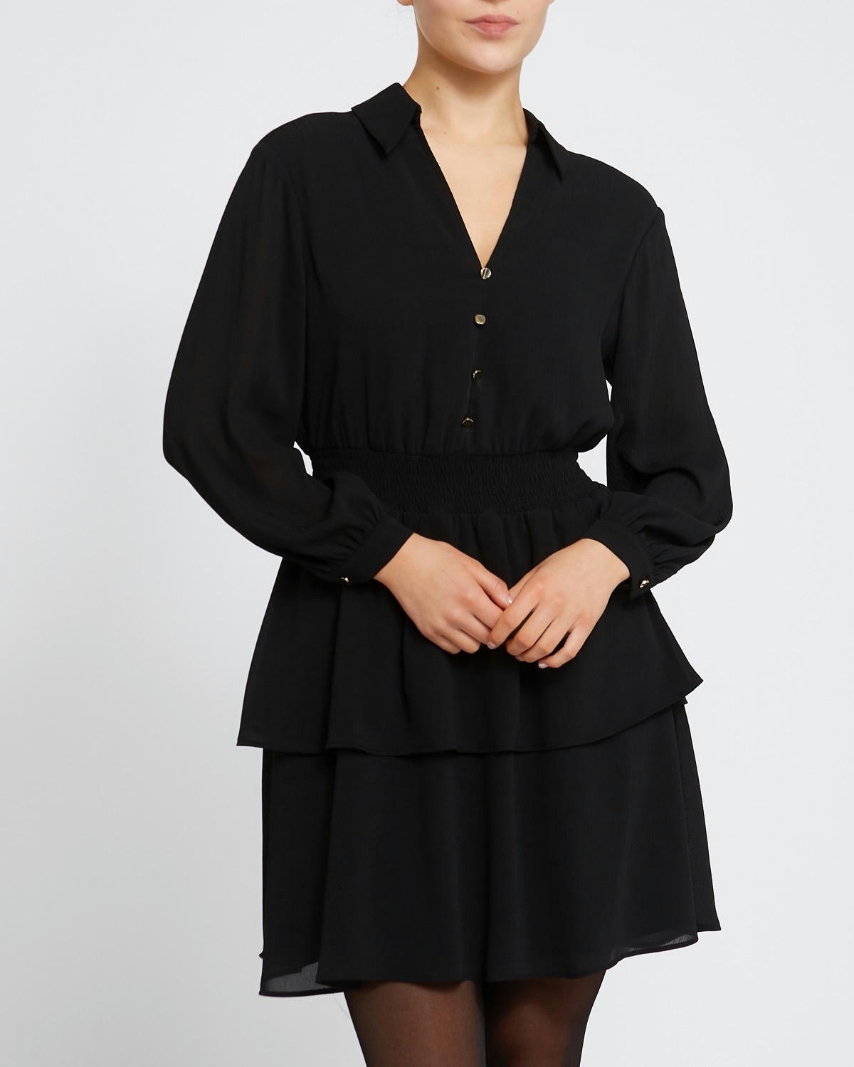 Shirred Waist Tiered Dress