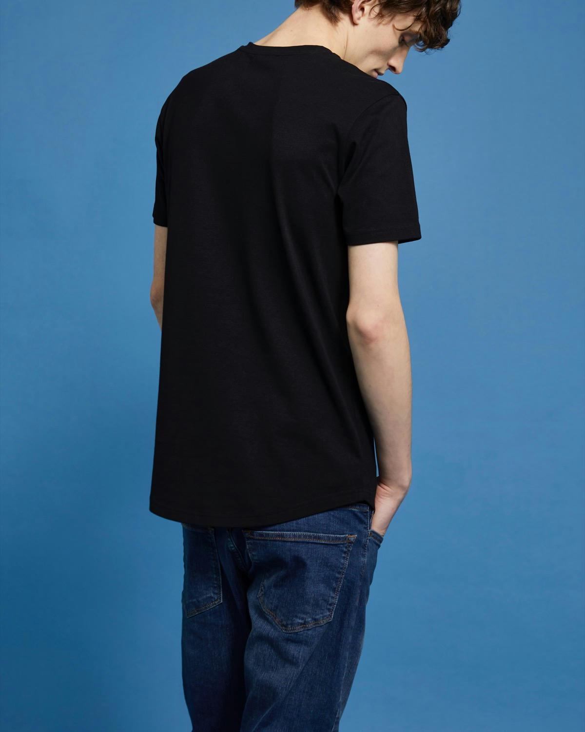 Paul Galvin Short-Sleeved Dipped Hem Stretch T-Shirt