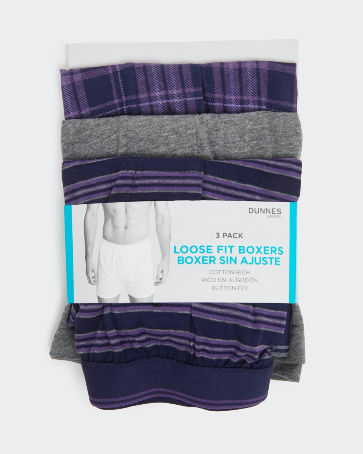 Cotton Rich Loose Fit Boxers (3 Pack)