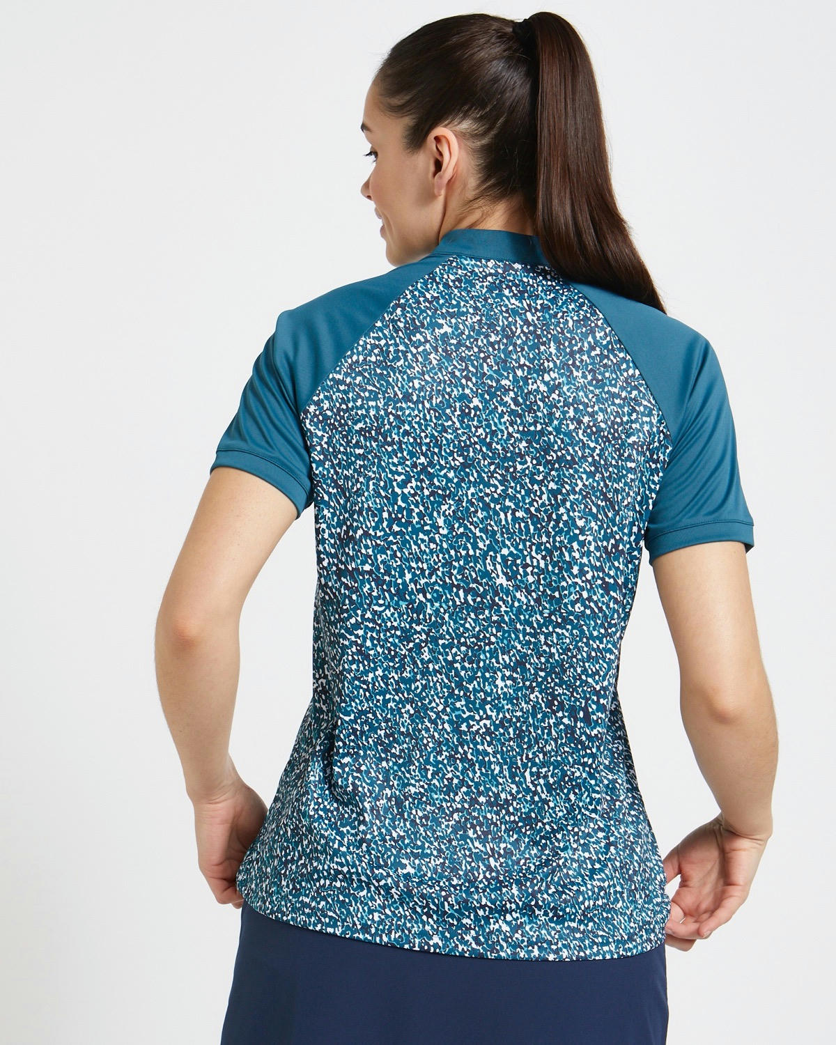 Pádraig Harrington Golf Teal Blurry Print Polo Shirt