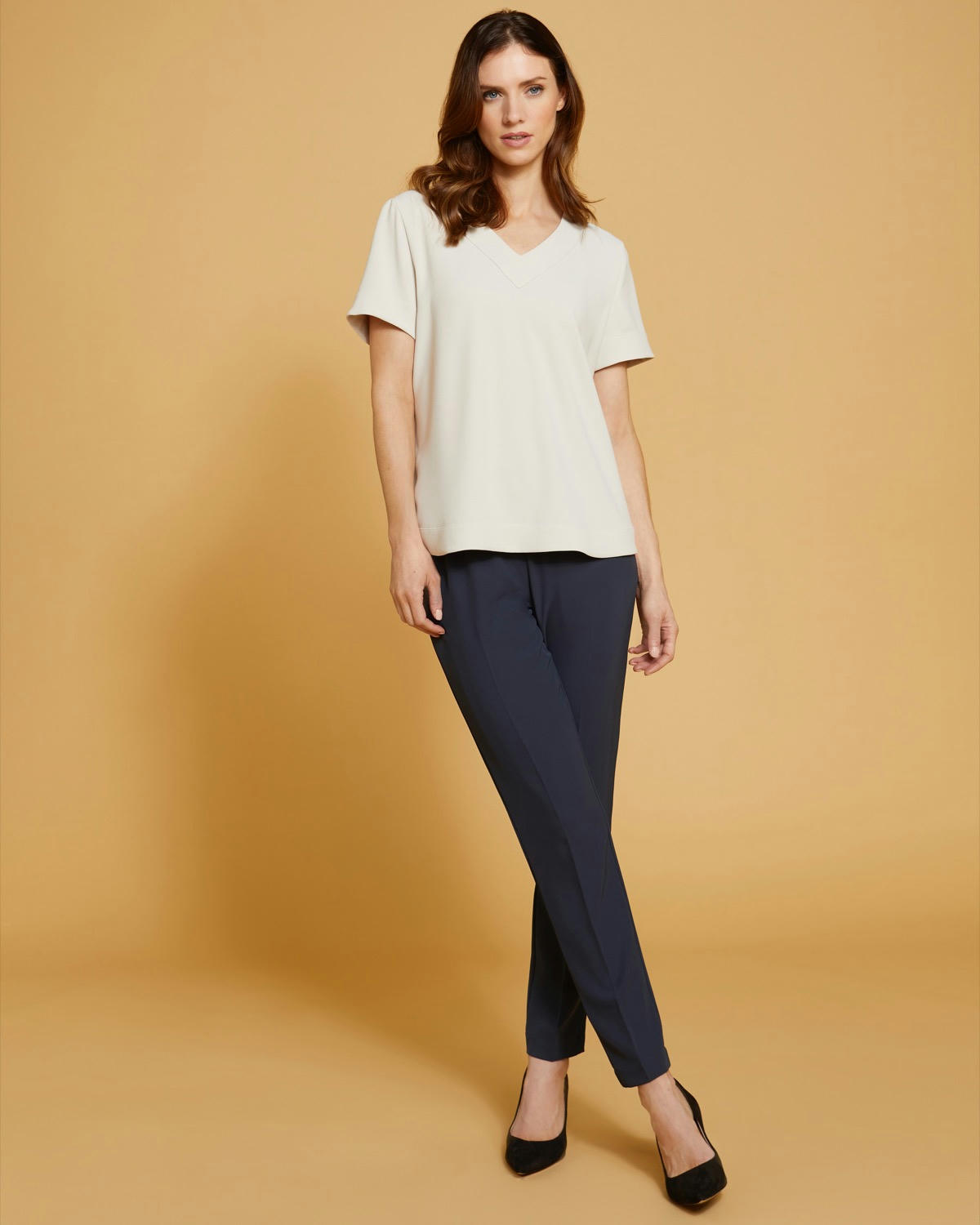 Paul Costelloe Living Studio Stone Shell V-Neck Top